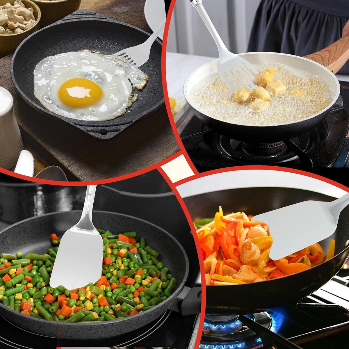 2 Pcs Stainless Steel Spatulas Set,14.9 Silver Slotted Turner, Solid Turner, Kitchen Cooking Utensils Set, High Heat Resistant, Grilling Frying Serving Food, Easy to Clean
