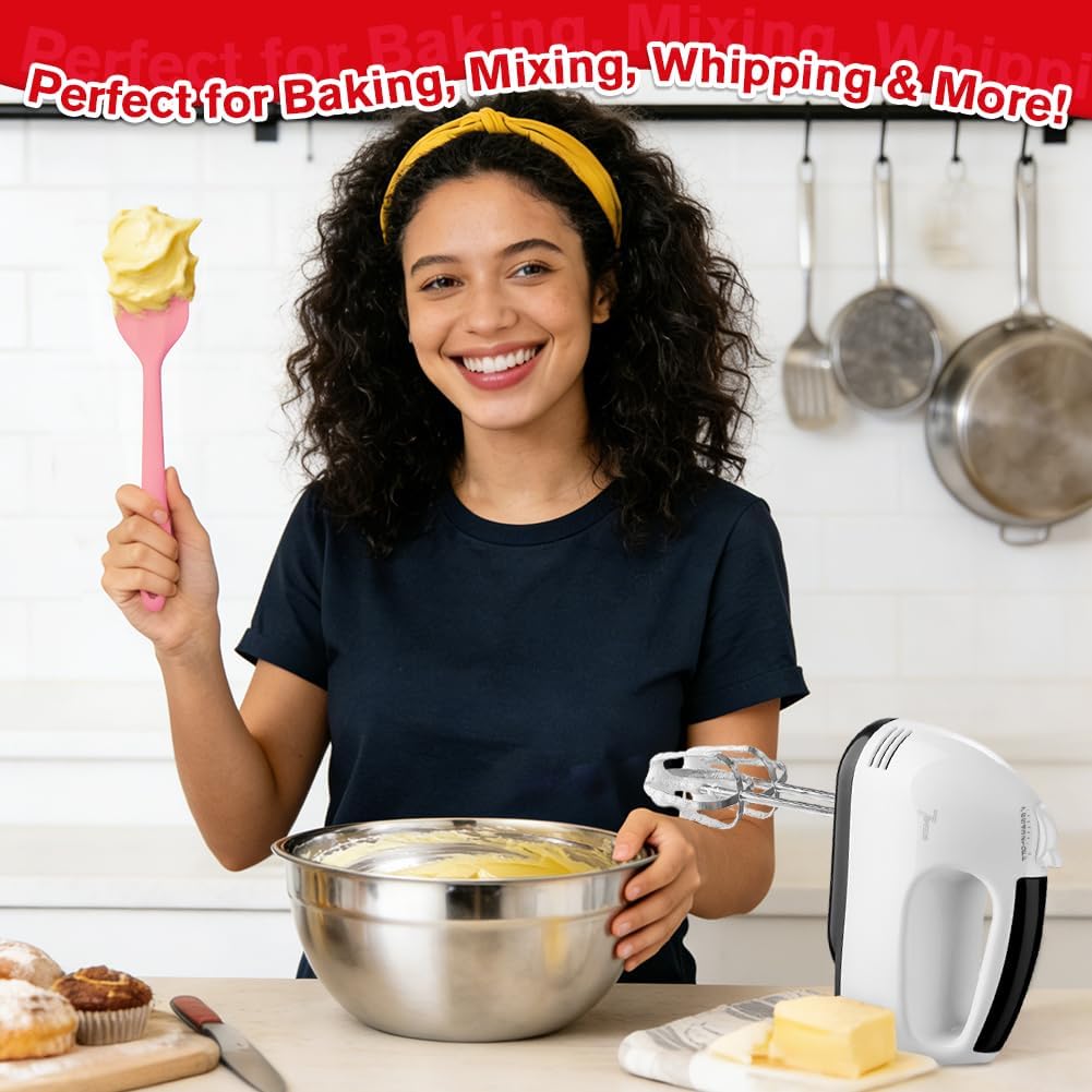 Showvigor Electric Hand mixer - 7 Adjustable Speed 180W Handheld Mixer Electric Whisk with 5 Stainless Steel Accessories, Turbo Boost/Self-Control Speed + Eject Button Food Beater for Cakes Eggs