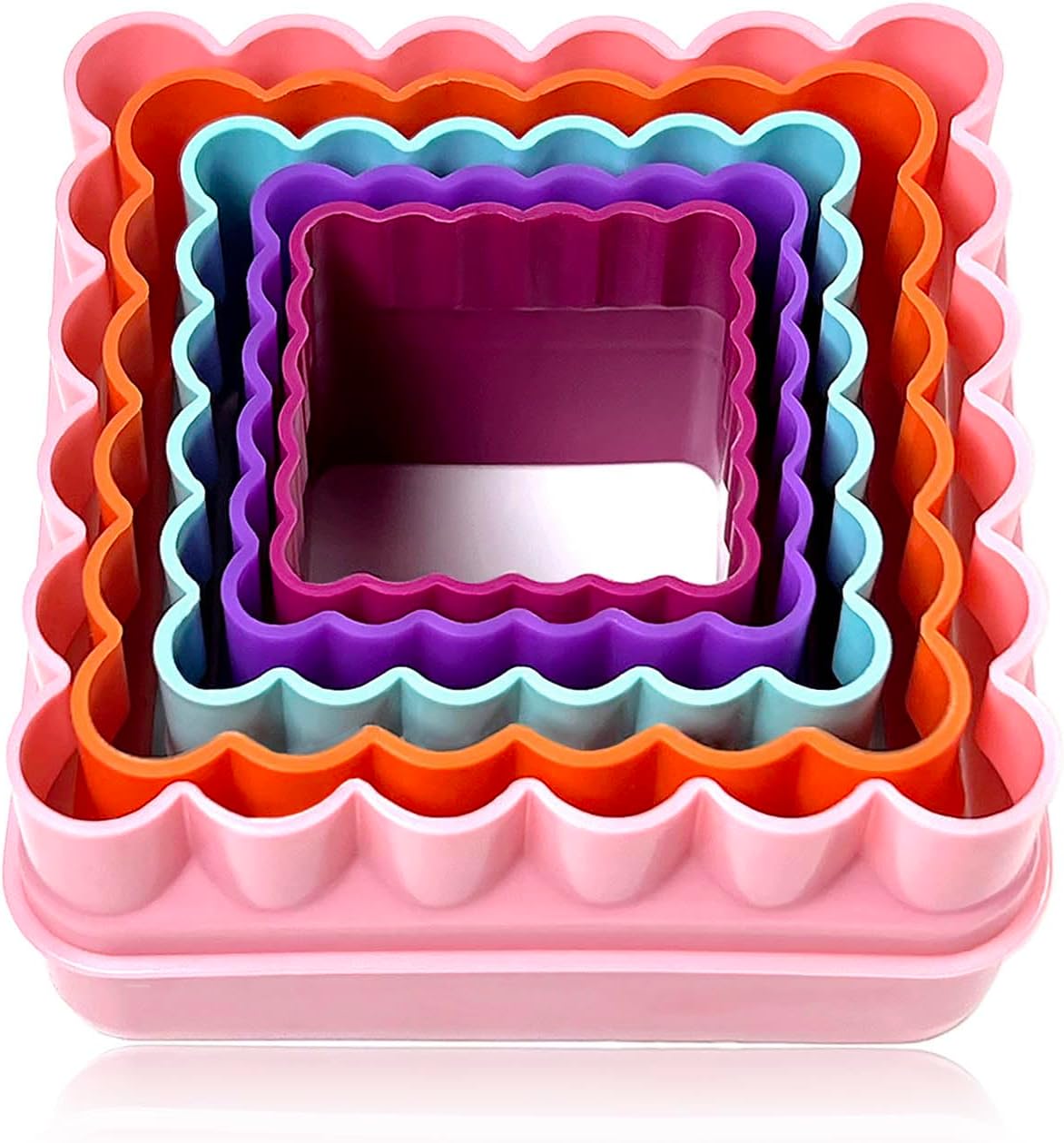 Cookie Biscuit Cutter Set, Two Side Cookie Cutters Plastic Set Multi-size Cake Fruit Vegetable Shapes Cutter Random color (Round Shaped, 6 Pack)
