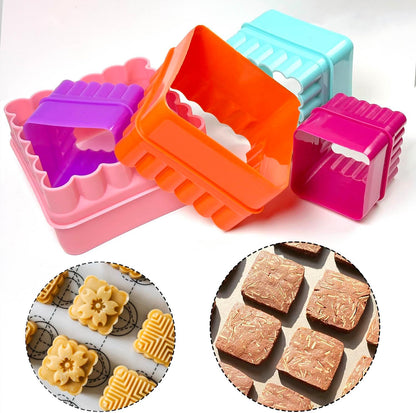 Cookie Biscuit Cutter Set, Two Side Cookie Cutters Plastic Set Multi-size Cake Fruit Vegetable Shapes Cutter Random color (Round Shaped, 6 Pack)