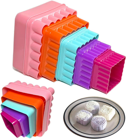 Cookie Biscuit Cutter Set, Two Side Cookie Cutters Plastic Set Multi-size Cake Fruit Vegetable Shapes Cutter Random color (Round Shaped, 6 Pack)