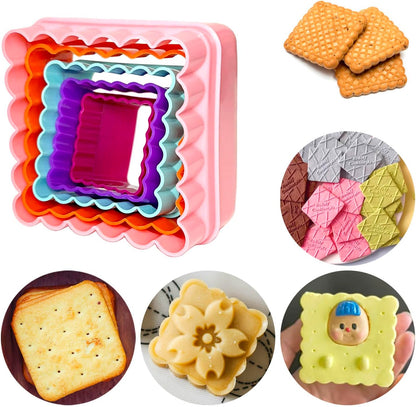 Cookie Biscuit Cutter Set, Two Side Cookie Cutters Plastic Set Multi-size Cake Fruit Vegetable Shapes Cutter Random color (Round Shaped, 6 Pack)