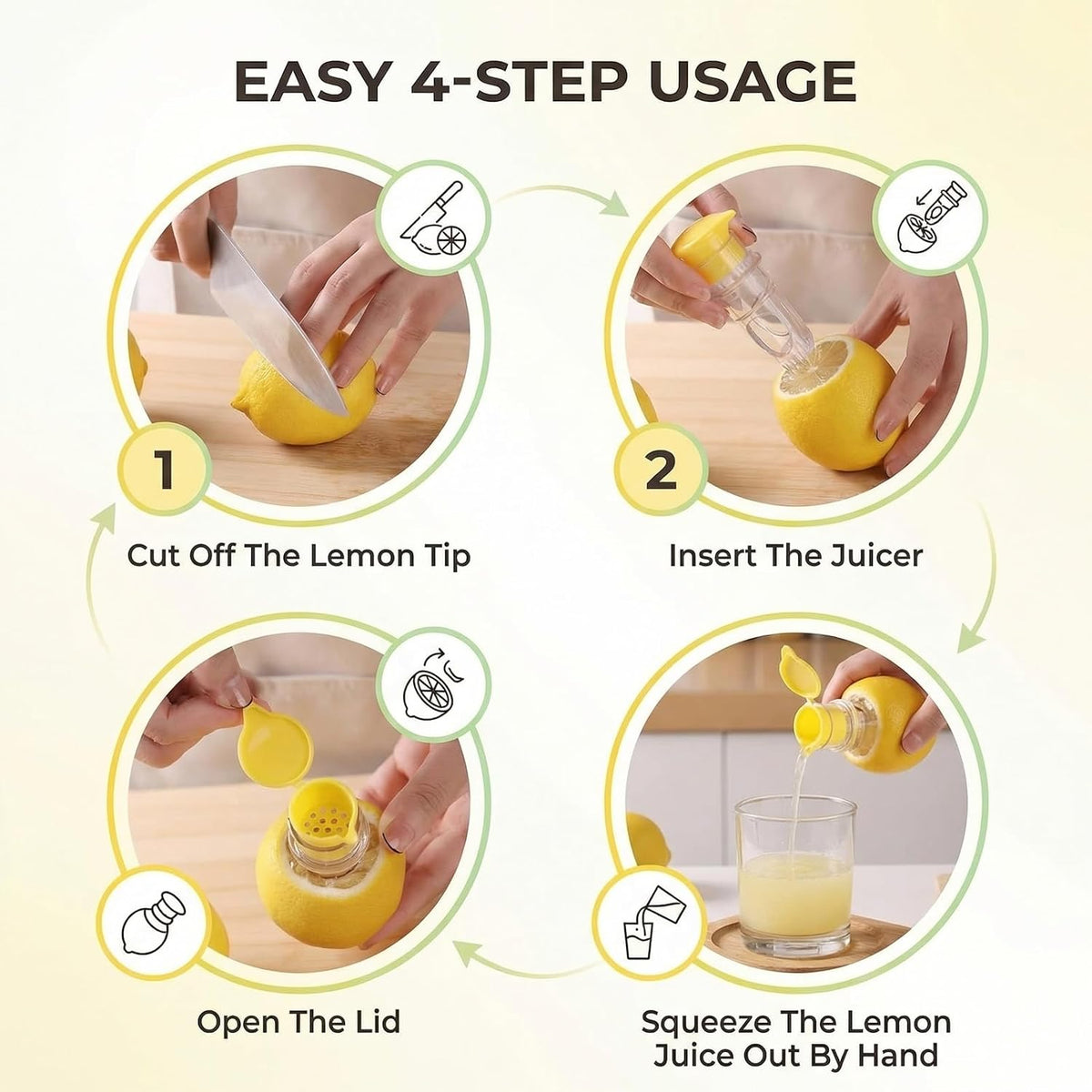 2 PCS Lemon Squeezer, Screw-Top Citrus Juicer, Portable Handheld Juicer, Leakproof and Easy to Clean, for Kitchen, Travel, Cocktails (3.14 Inch, Yellow)