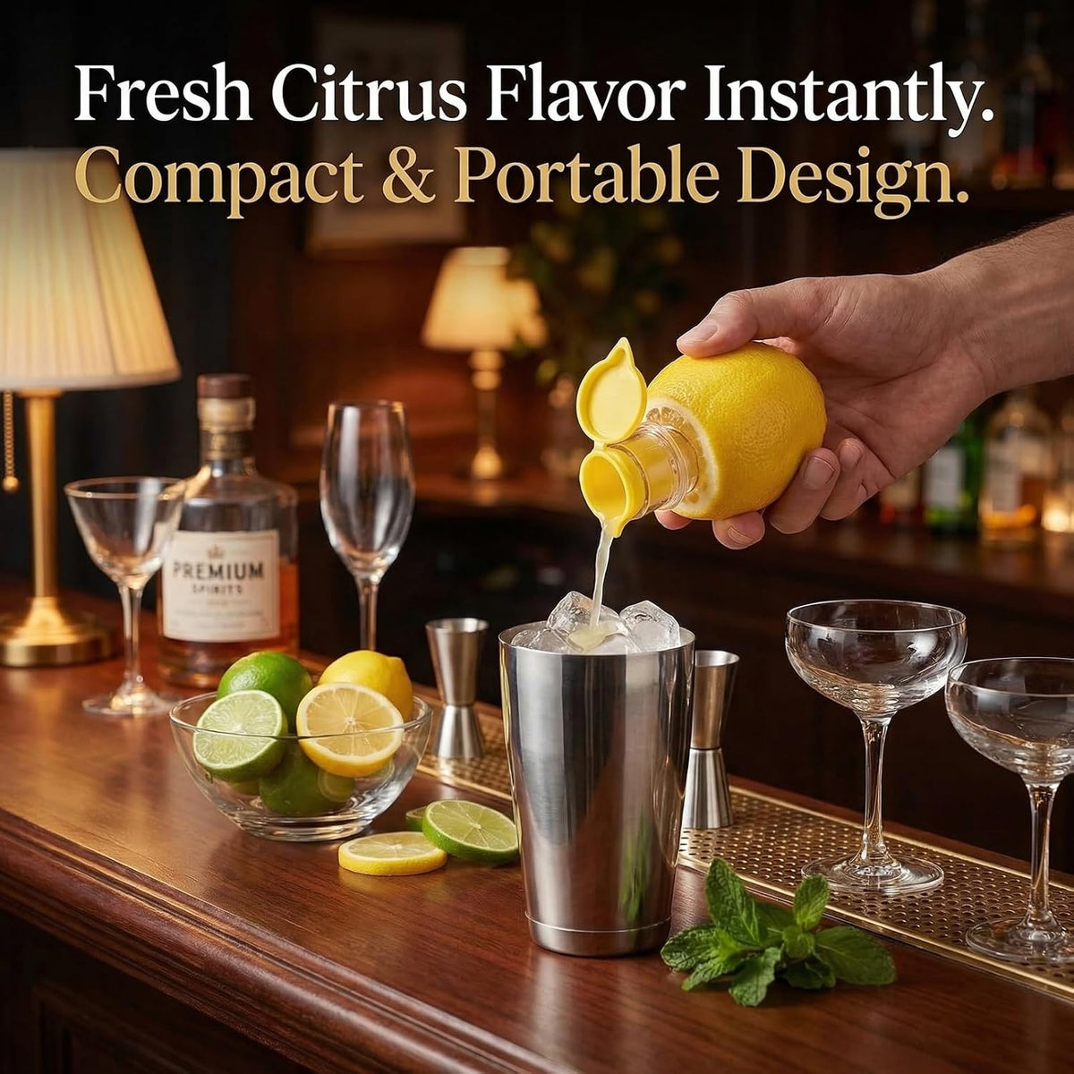2 PCS Lemon Squeezer, Screw-Top Citrus Juicer, Portable Handheld Juicer, Leakproof and Easy to Clean, for Kitchen, Travel, Cocktails (3.14 Inch, Yellow)