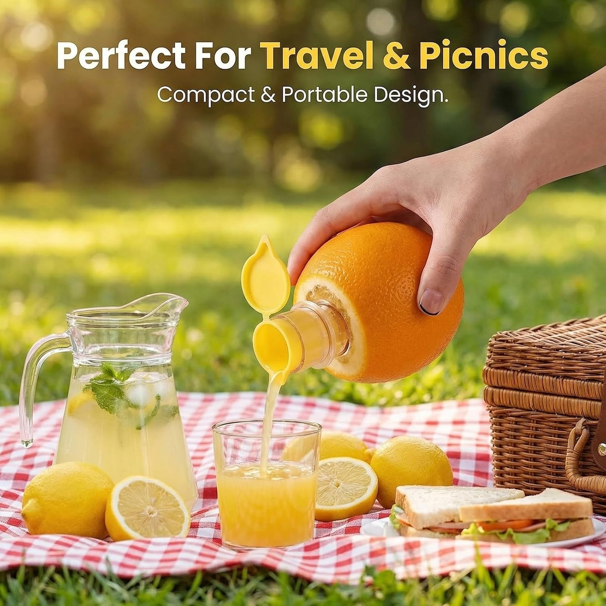2 PCS Lemon Squeezer, Screw-Top Citrus Juicer, Portable Handheld Juicer, Leakproof and Easy to Clean, for Kitchen, Travel, Cocktails (3.14 Inch, Yellow)