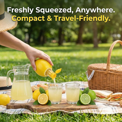 2 PCS Lemon Squeezer, Screw-Top Citrus Juicer, Portable Handheld Juicer, Leakproof and Easy to Clean, for Kitchen, Travel, Cocktails (3.14 Inch, Yellow)