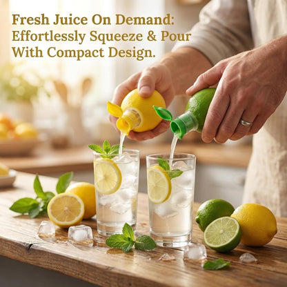 2 PCS Lemon Squeezer, Screw-Top Citrus Juicer, Portable Handheld Juicer, Leakproof and Easy to Clean, for Kitchen, Travel, Cocktails (3.14 Inch, Yellow)