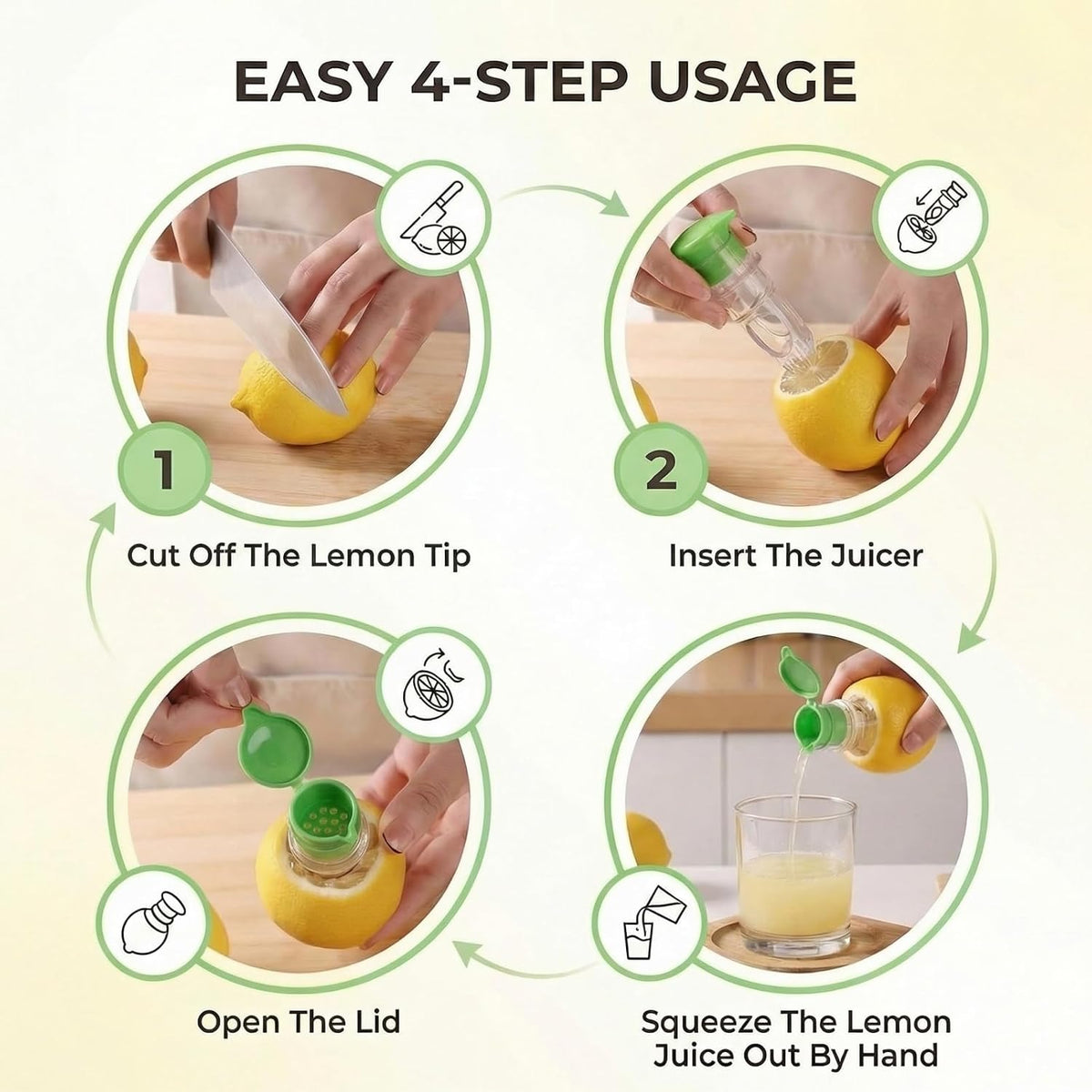 2 PCS Lemon Squeezer, Screw-Top Citrus Juicer, Portable Handheld Juicer, Leakproof and Easy to Clean, for Kitchen, Travel, Cocktails (3.14 Inch, Yellow)