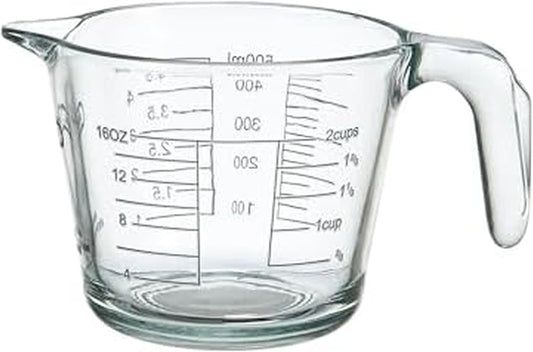 2-Cup Borosilicate Glass Wet and Dry Measuring Cup with Oversized Measurements, Clear