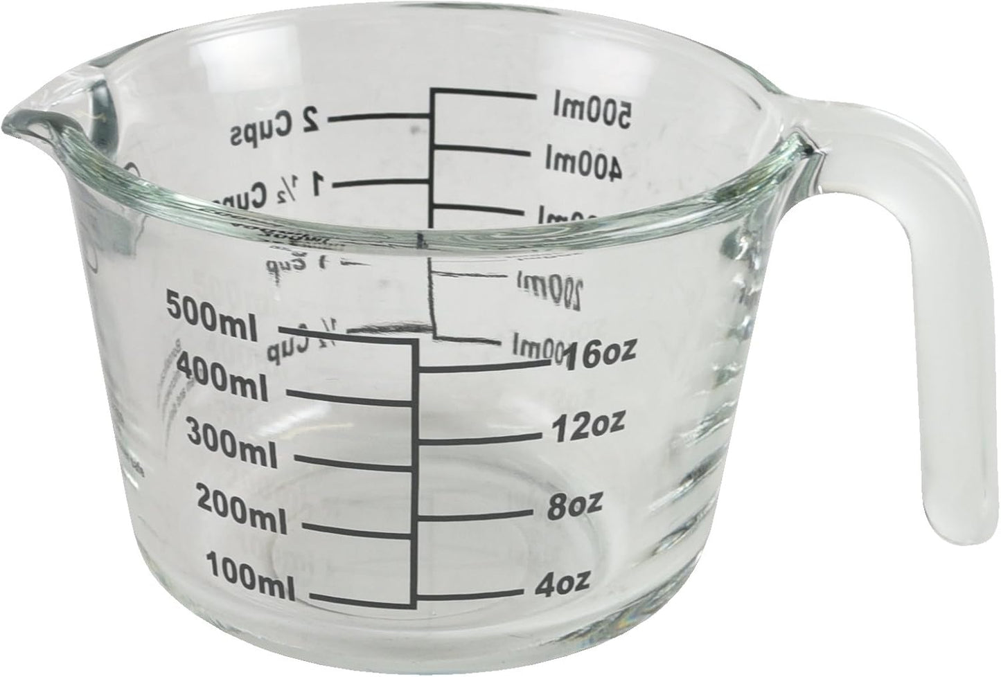 2-Cup Borosilicate Glass Wet and Dry Measuring Cup with Oversized Measurements, Clear
