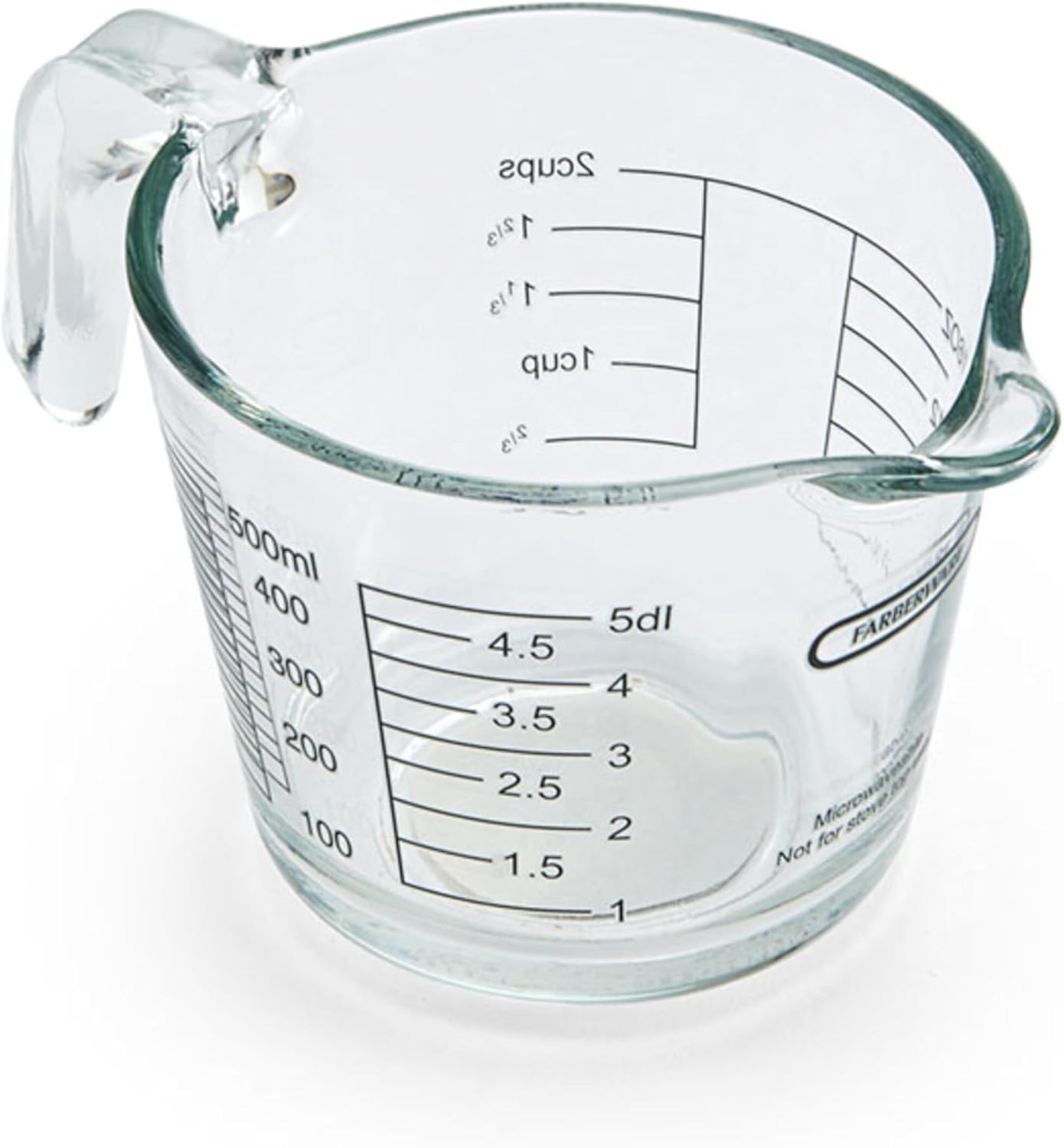2-Cup Borosilicate Glass Wet and Dry Measuring Cup with Oversized Measurements, Clear