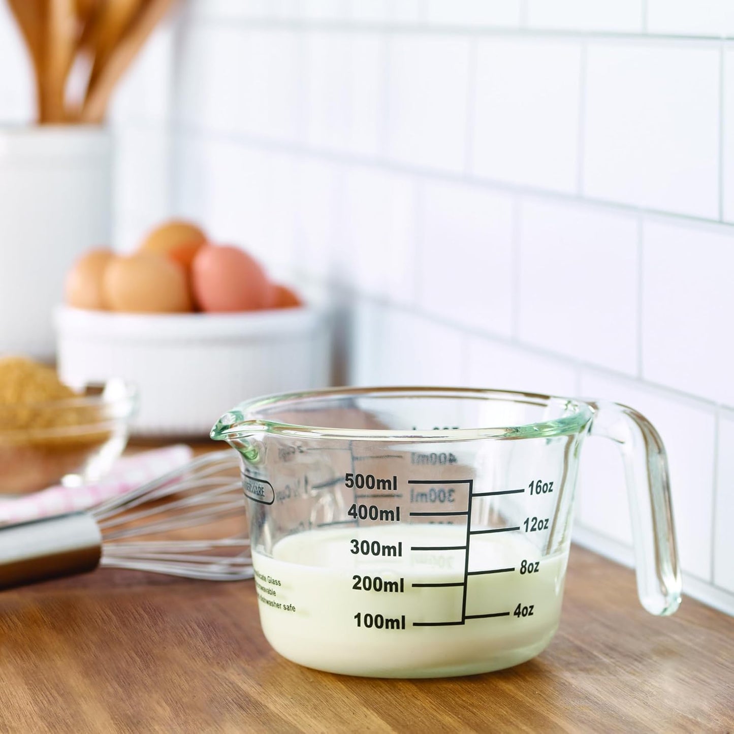 2-Cup Borosilicate Glass Wet and Dry Measuring Cup with Oversized Measurements, Clear