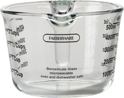 2-Cup Borosilicate Glass Wet and Dry Measuring Cup with Oversized Measurements, Clear
