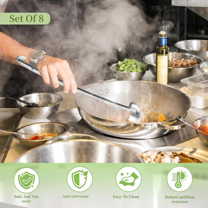 8 PCS Stainless Steel Ladle Soup Handle Ladle with Pouring Rim for Kitchen Cooking Soup Sauce (4 oz)