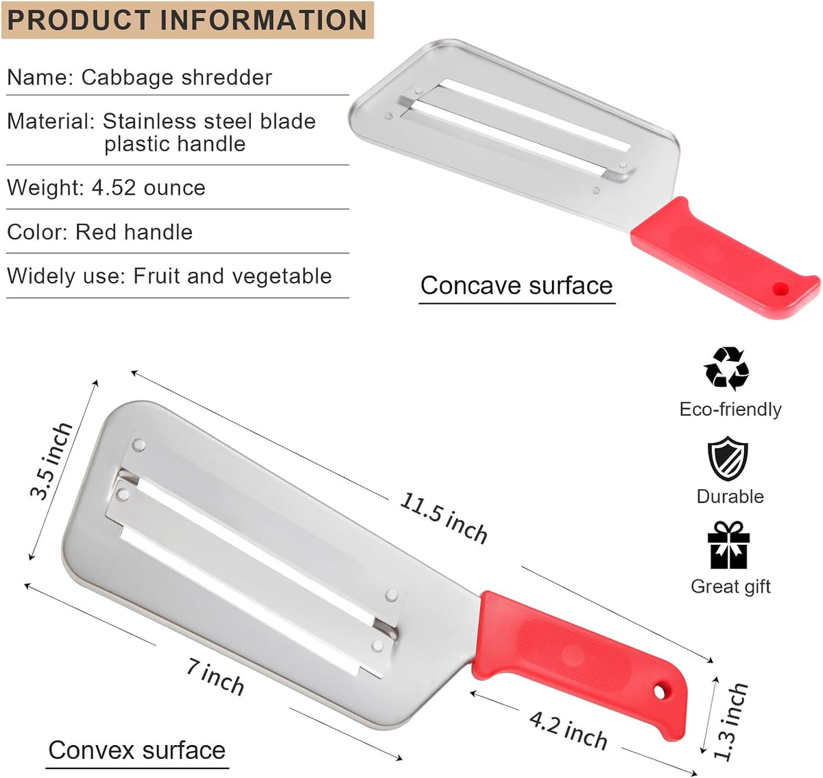 Cabbage Shredder for Coleslaw Sauerkraut cabbage slicer Cutter Chopper kitchen Knife Cabbage Peeler Lettuce Shredder lettuce Knife Cabbages Graters for Kitchen Fruit Vegetable Slicer Mandoline Slicers