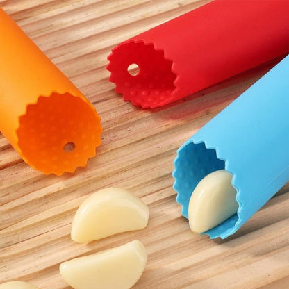 Silicone Garlic Peeler 6 Piece, Garlic Roller, Inner Wall Polka Dot Design, with Hanging Holes, Easy to Operate and Dishwasher Safe.