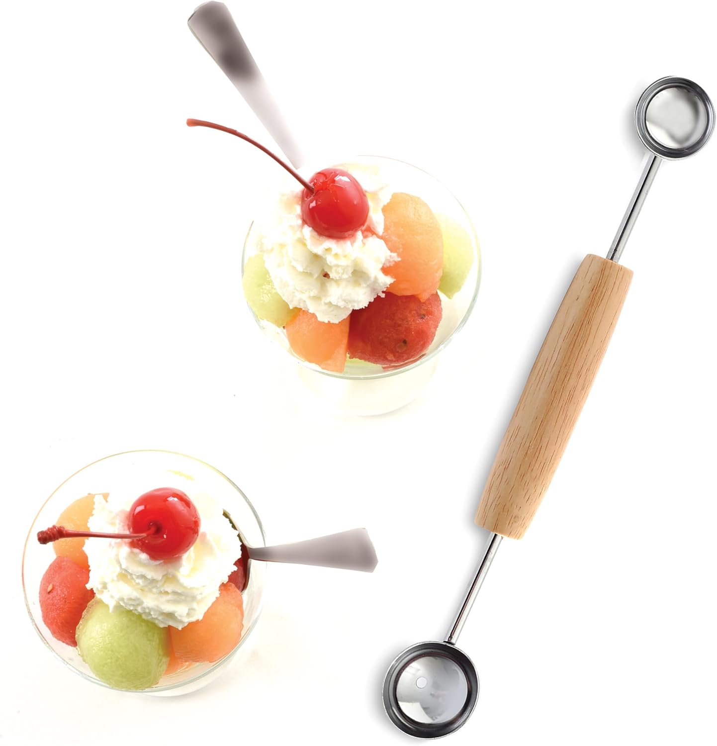 Double Melon Baller w/Wood Handle, 8 In.