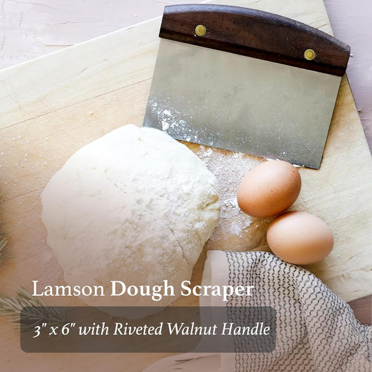 Lamson 3" x 6" and 4" x 6" Dough (Bench) Scraper with Walnut Handle