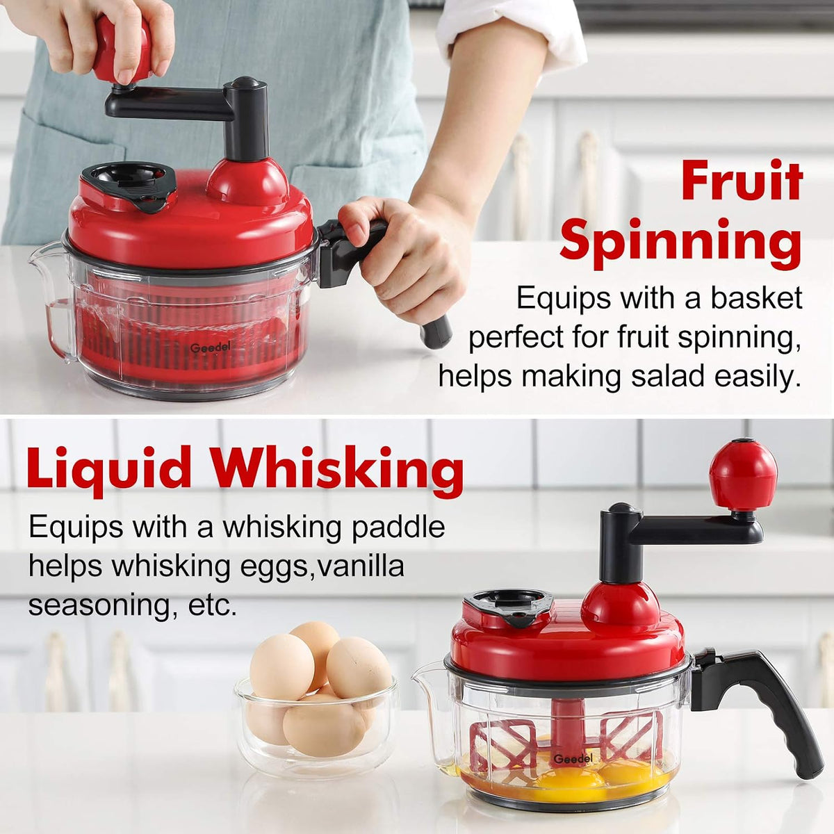 Large Food Chopper Vegetable Chopper, Manual Food Processor, 3 Cups