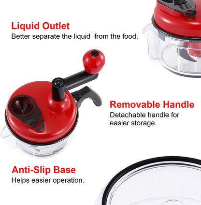 Large Food Chopper Vegetable Chopper, Manual Food Processor, 3 Cups