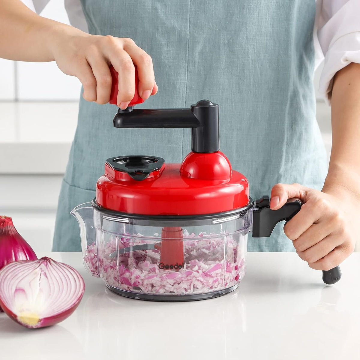 Large Food Chopper Vegetable Chopper, Manual Food Processor, 3 Cups