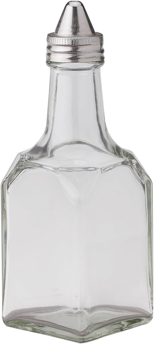 Kitchen Square Cruet with Spout, Glass and Stainless Steel, 5.5-Ounces