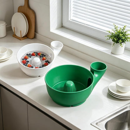 Fruit and Vegetable Washing Bowl, Multifunctional Plastic Colander with Handle, Kitchen Strainer Basket for Berries, Salad, Rinse, Drain, 10 Colors (white, S)