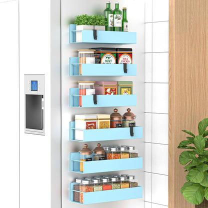 Metal 4 Pack Magnetic Spice Storage Rack Organizer for Refrigerator and Oven, Black Fridge Organizers and Storage, Metal