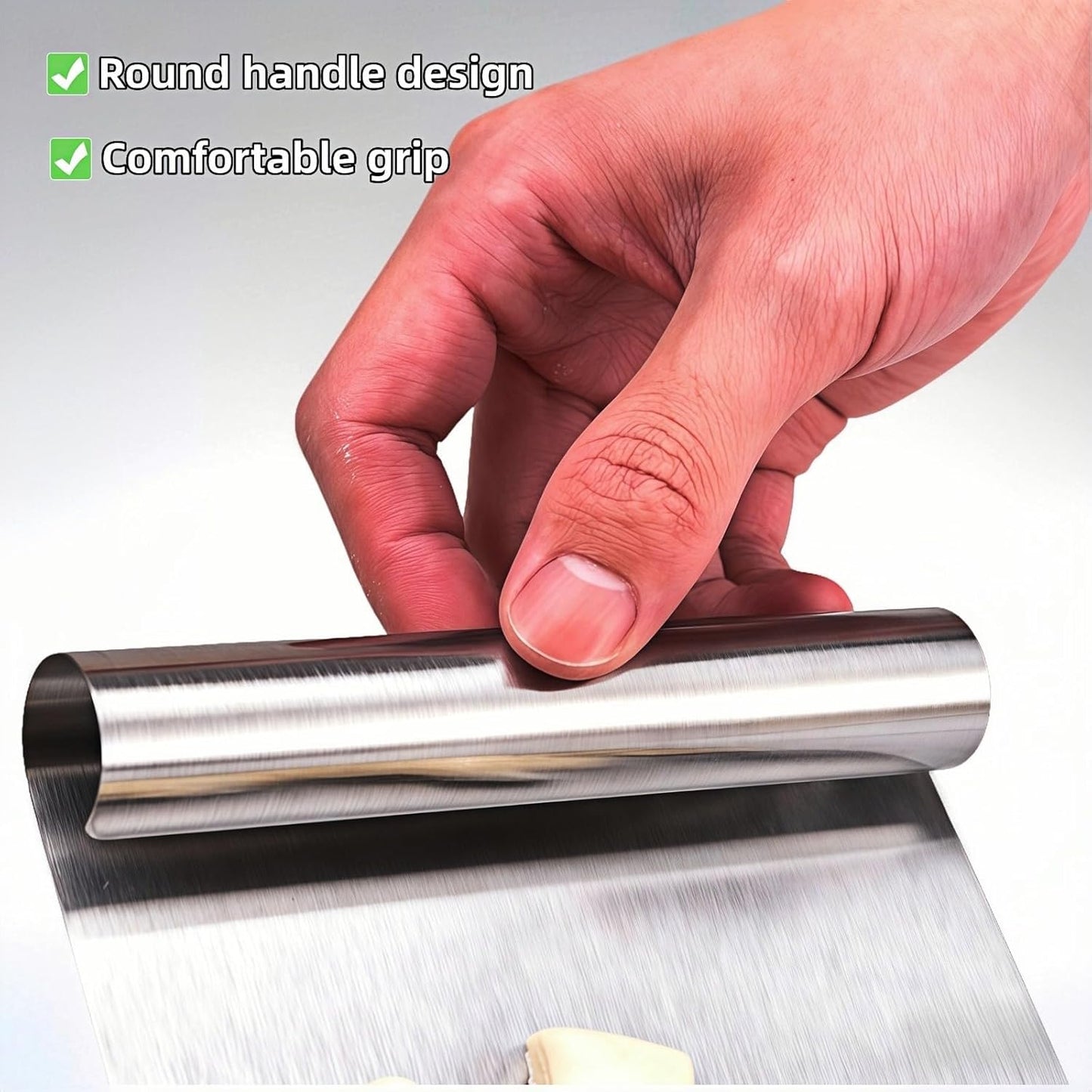 5.9" Professional Stainless Steel Dough Scraper and Bench Knife with Measurement Scale, Multi-Purpose Pastry Cutter for Baking, Pizza, Grill, Dough, Vegetables