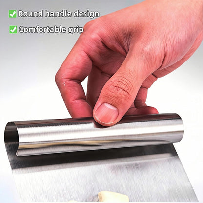5.9" Professional Stainless Steel Dough Scraper and Bench Knife with Measurement Scale, Multi-Purpose Pastry Cutter for Baking, Pizza, Grill, Dough, Vegetables
