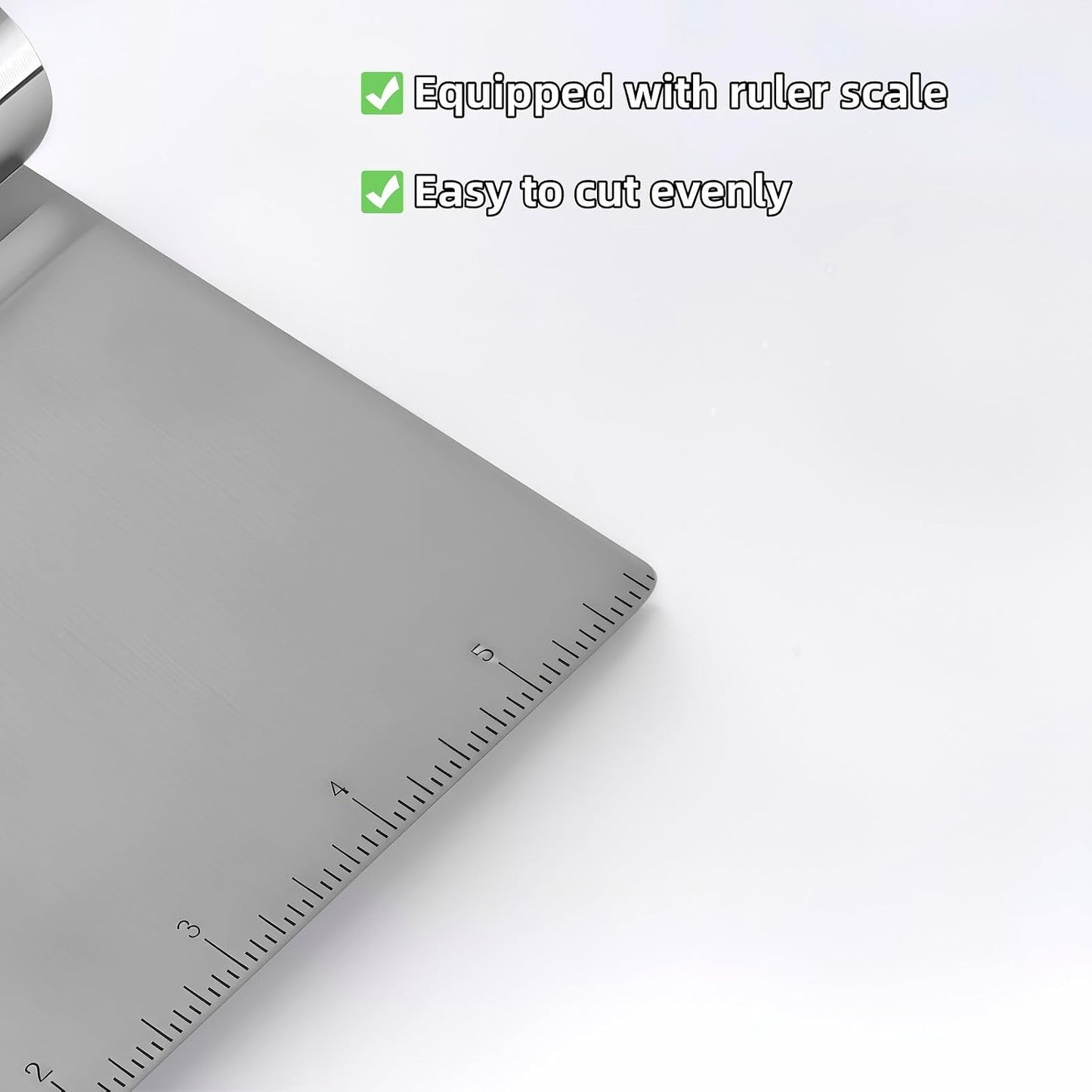 5.9" Professional Stainless Steel Dough Scraper and Bench Knife with Measurement Scale, Multi-Purpose Pastry Cutter for Baking, Pizza, Grill, Dough, Vegetables