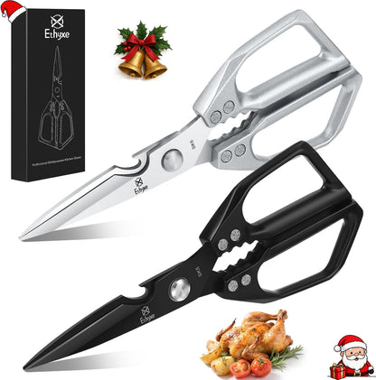 Kitchen Scissors Set - All Purpose Meat Cutting Shears | Heavy Duty Japanese Style, Dishwasher Safe, Sharp Food Scissors for Chicken Bones, Turkey, Fish & Vegetables