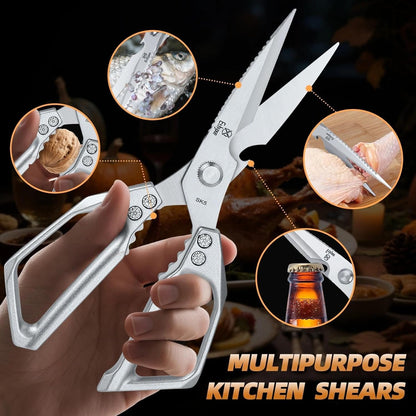 Kitchen Scissors Set - All Purpose Meat Cutting Shears | Heavy Duty Japanese Style, Dishwasher Safe, Sharp Food Scissors for Chicken Bones, Turkey, Fish & Vegetables