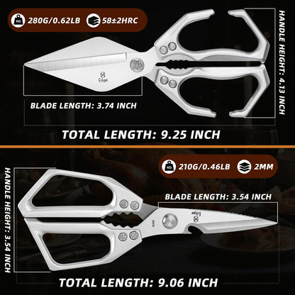 Kitchen Scissors Set - All Purpose Meat Cutting Shears | Heavy Duty Japanese Style, Dishwasher Safe, Sharp Food Scissors for Chicken Bones, Turkey, Fish & Vegetables