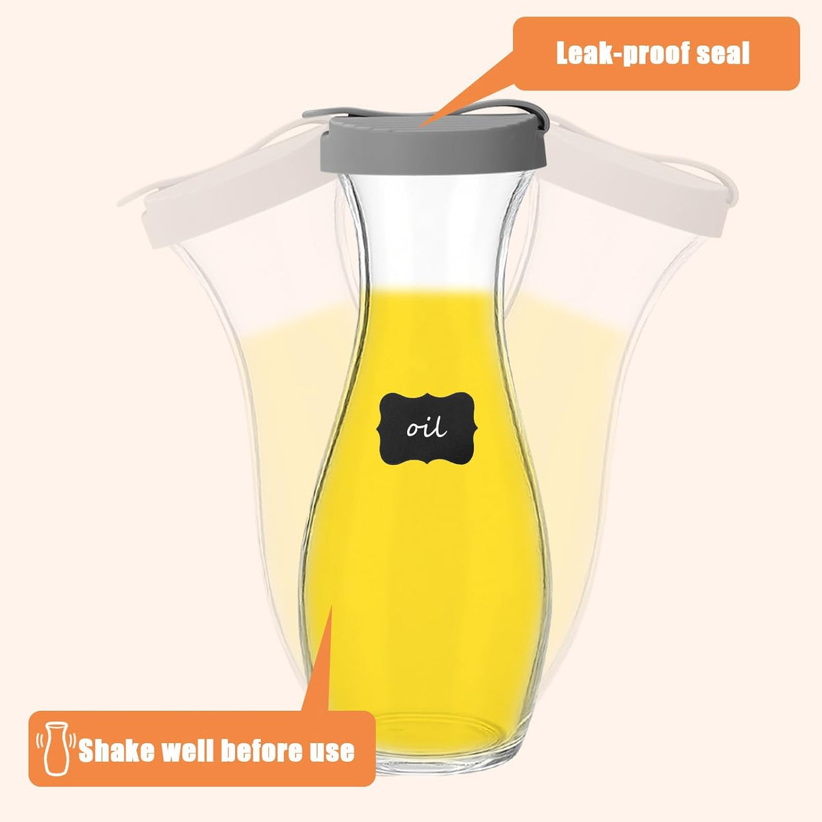 2pcs Salad Dressing Bottle Cap Compatible with Good Seasons, Leak-Proof Airtight BPA-Free Silicone Salad Dressing Cruet Top Replacement Tight Fit & Closeable Cap(Grey, Black)