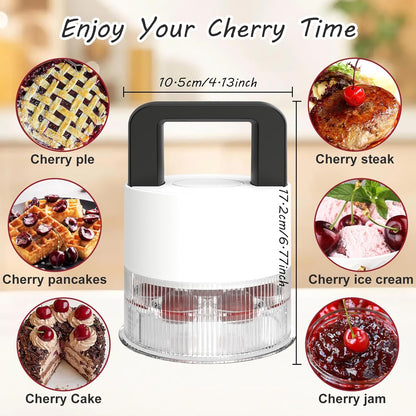 Cherry Pitter, Heavy-Duty Stainless Steel Olive and Cherry Pitters Corer Tool with Space-Saving Lock Design, Multi-Function Cherries Stoner Seed Remover Tool for Making Cherry Jam (Black)