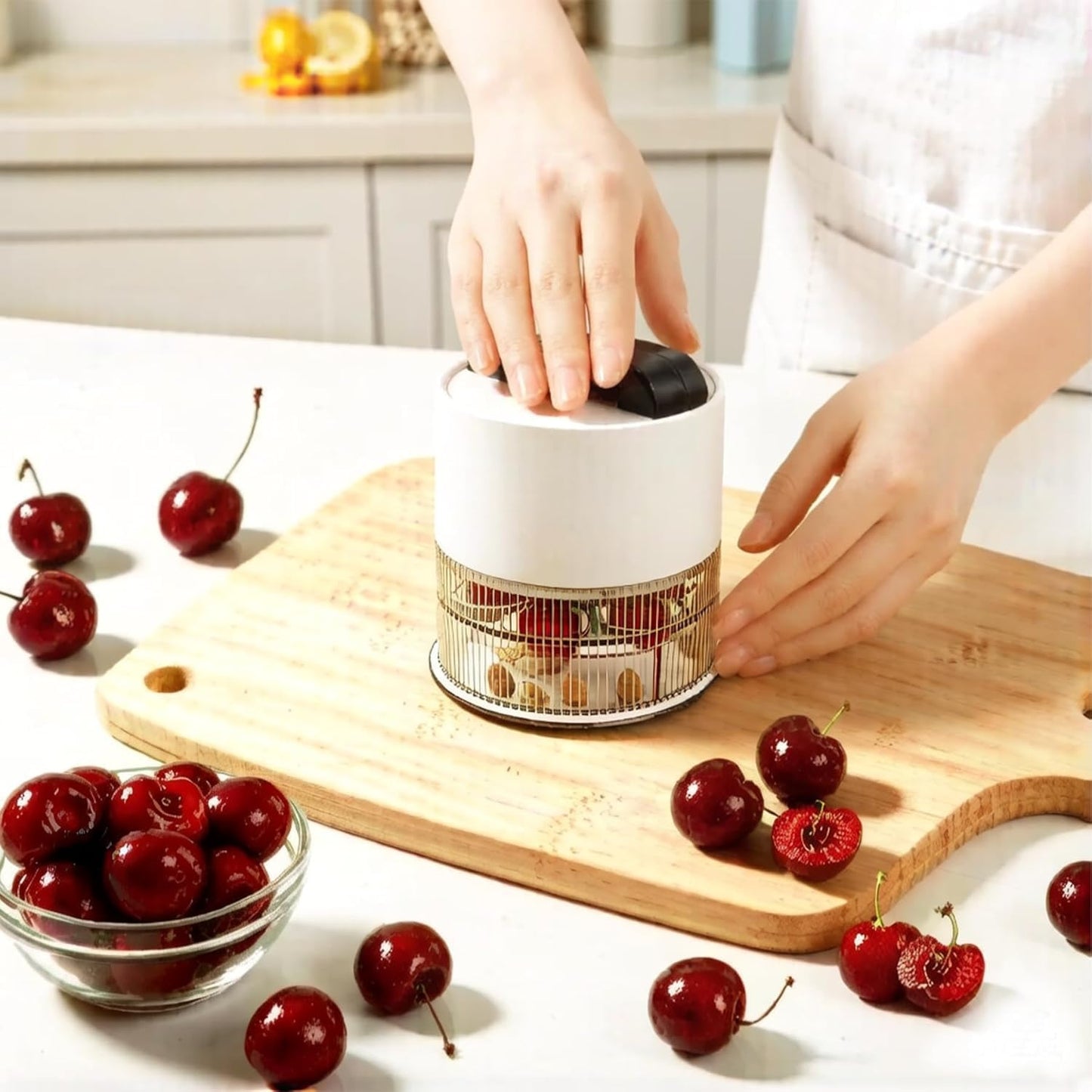 Cherry Pitter, Heavy-Duty Stainless Steel Olive and Cherry Pitters Corer Tool with Space-Saving Lock Design, Multi-Function Cherries Stoner Seed Remover Tool for Making Cherry Jam (Black)