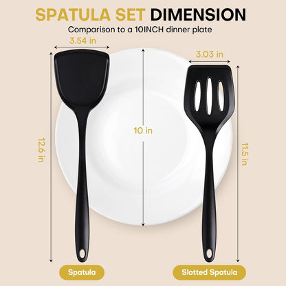 3 Pieces Spatula, Pacifier-Grade Silicone Spatulas Set Heat Resistant 600℉ for Food Safety, Premium Non-Stick Silicone Solid Turner BPA Free for Cooking, Enhances Cooking Comfort