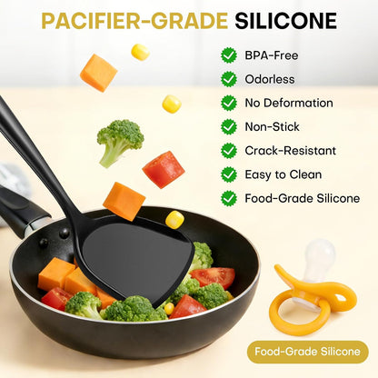 3 Pieces Spatula, Pacifier-Grade Silicone Spatulas Set Heat Resistant 600℉ for Food Safety, Premium Non-Stick Silicone Solid Turner BPA Free for Cooking, Enhances Cooking Comfort