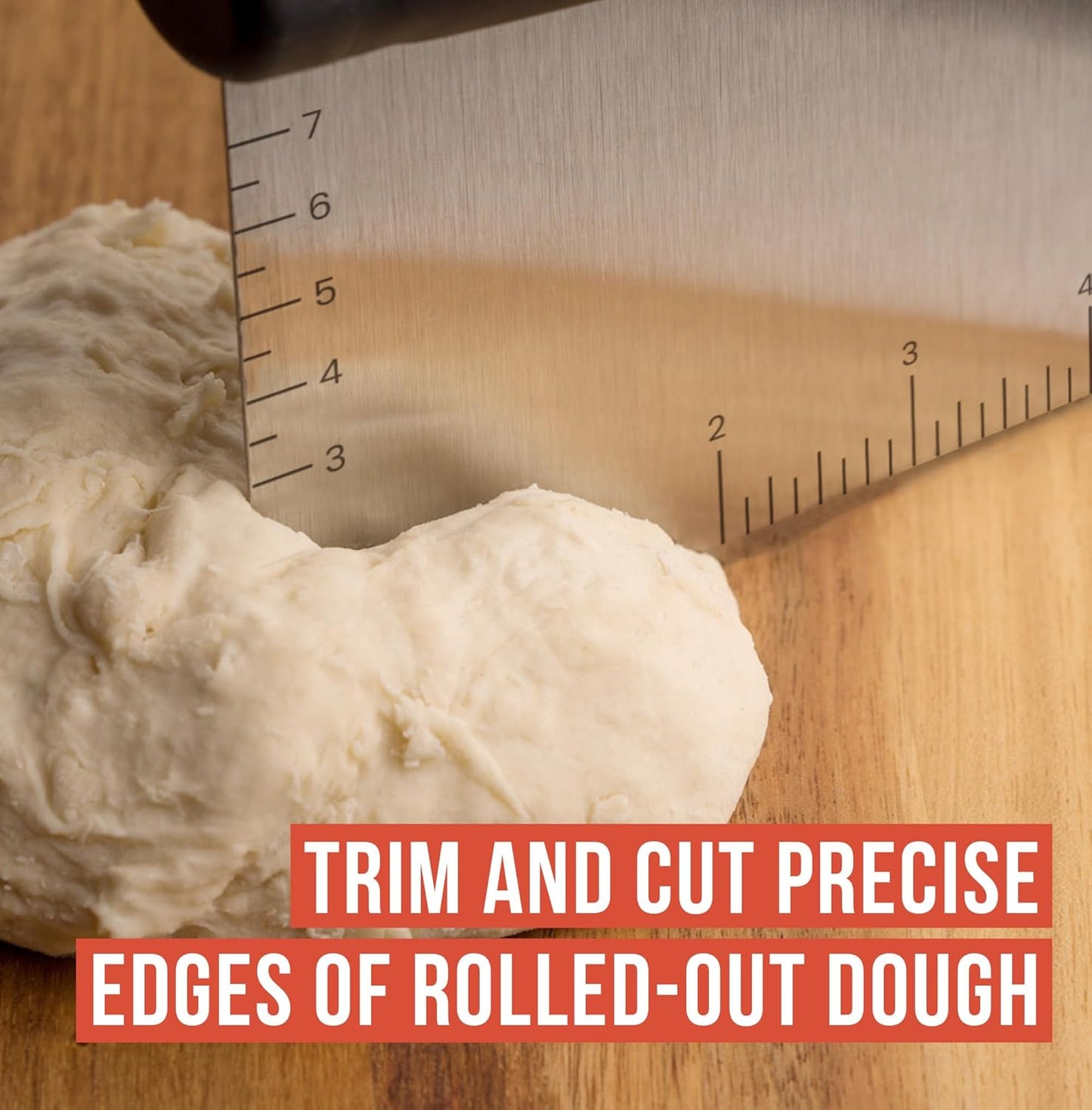 Stainless Steel Bench Scraper, Pizza Dough Cutter, 6 inch | Non-Slip Grip, Cuts Dough, Portions Bread, Chops Veggies, Rust-Resistant, Dishwasher Safe, Metric & Imperial Measurements
