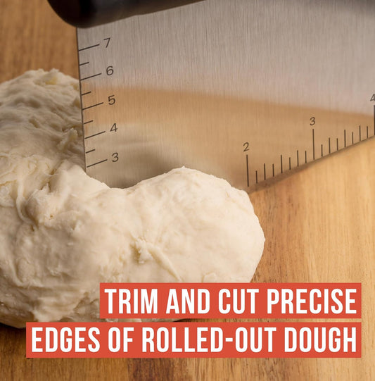 Stainless Steel Bench Scraper, Pizza Dough Cutter, 6 inch | Non-Slip Grip, Cuts Dough, Portions Bread, Chops Veggies, Rust-Resistant, Dishwasher Safe, Metric & Imperial Measurements