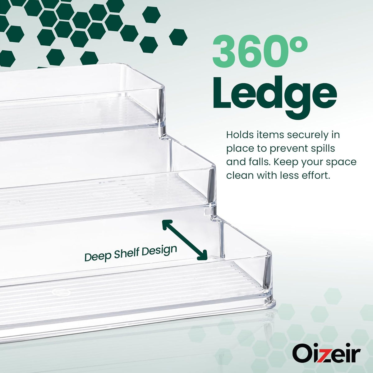 Clear Acrylic 3-Tier Spice Rack, Cabinet Pantry Organizer | Clear Acrylic Spice Rack Organizer, 3 Tiers, Deep Shelf, for Cabinet Pantry Countertop, Seasoning Condiment Storage