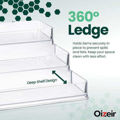 Clear Acrylic 3-Tier Spice Rack, Cabinet Pantry Organizer | Clear Acrylic Spice Rack Organizer, 3 Tiers, Deep Shelf, for Cabinet Pantry Countertop, Seasoning Condiment Storage