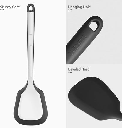 Silicone Turner Spatula Set of 2, 13.6" Long/3.7" Wide, Black