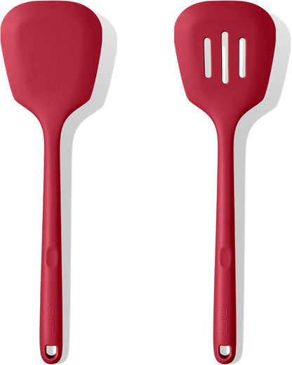 Silicone Turner Spatula Set of 2, 13.6" Long/3.7" Wide, Black