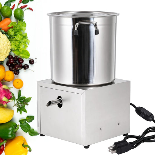Electric Commercial Salad Spinner Large Inner Capacity 12L(8kg Vegetable), 110V Stainless Steel Lettuce Spinner Vegetable Dryer for Canteens Hotels and Restaurants, One Key Switch