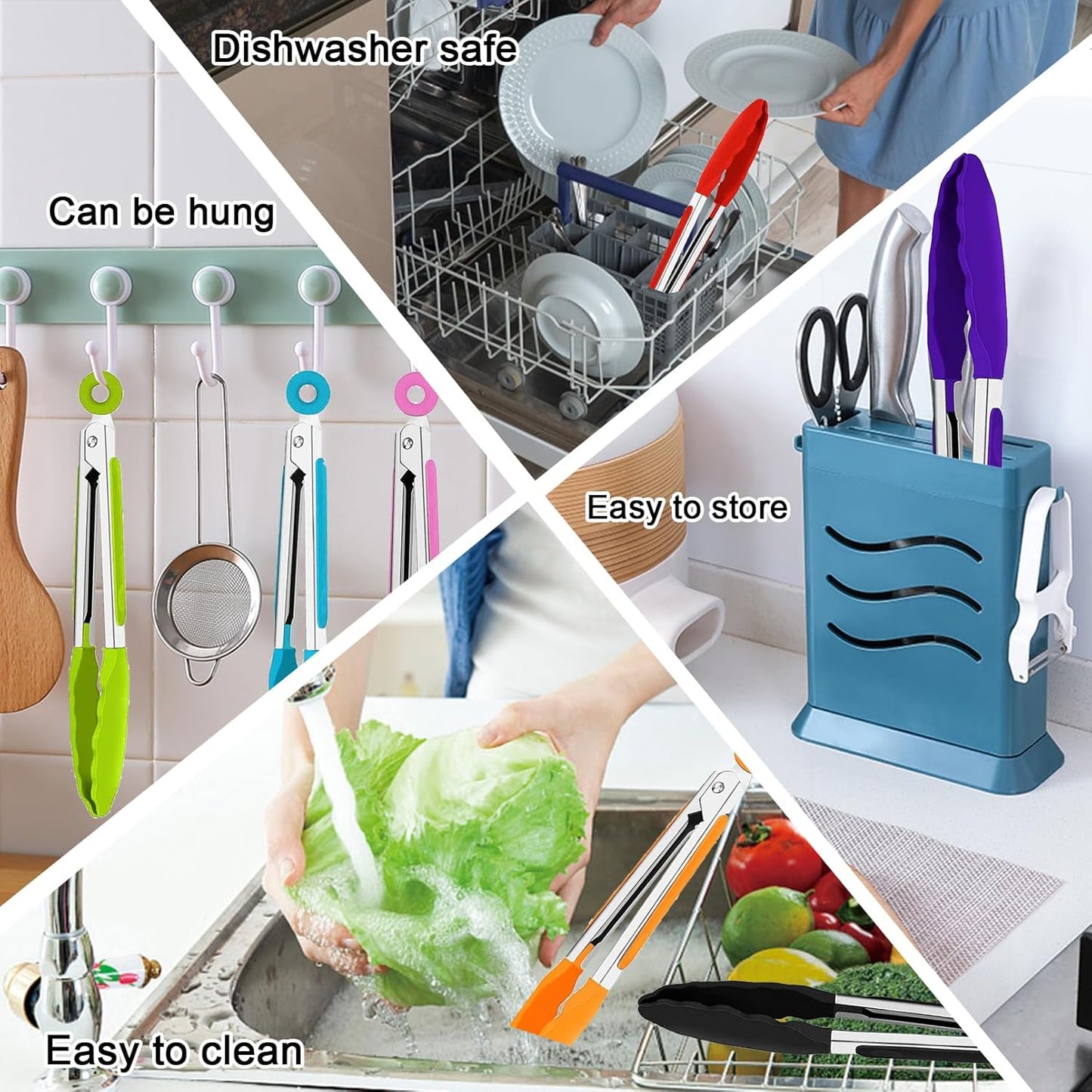 7 Pack Kitchen Tongs,7 Inch Stainless Steel Cooking Tongs | with Stainless Steel Silicon Handles & Nylon Tips,Heat Resistant Non-Stick BBQ Tongs with Locking,for Cooking Grilling Salad