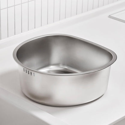 D-Shaped Stainless Steel Dishpan, Kitchen Sink Wash Basin Tub for Dishes, Vegetables & Fruit, Heavy Duty Metal Dish Tub (8.45 Qt)