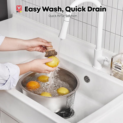 D-Shaped Stainless Steel Dishpan, Kitchen Sink Wash Basin Tub for Dishes, Vegetables & Fruit, Heavy Duty Metal Dish Tub (8.45 Qt)