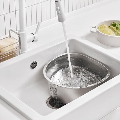 D-Shaped Stainless Steel Dishpan, Kitchen Sink Wash Basin Tub for Dishes, Vegetables & Fruit, Heavy Duty Metal Dish Tub (8.45 Qt)